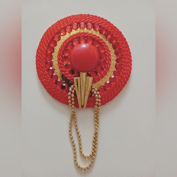 1980s Designer Charmant Belts Inc Beverly Hills Rhinestone Cabochon Belt Buckle - Picture 1 of 6